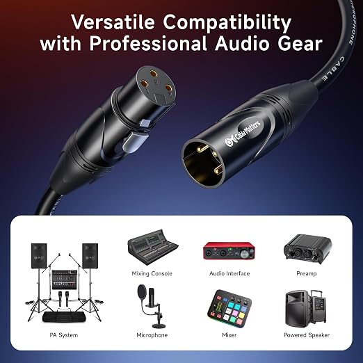 Cable Matters 2-Pack Premium XLR to XLR Cable, Microphone Cable, M-F, 15ft | Mic Cable, Male to Female, 21 AWG Oxygen-Free Copper (OFC), Black - Image 3