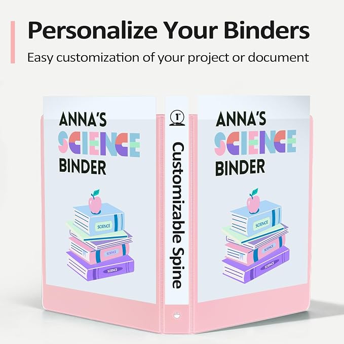 BinderX 3 Ring Binder 1 Inch, 1" Clear View Binder, White, Letter / A4 Size | Extra Durable, PVC-Free, Customizable, Interior Pockets, 175-Sheet Capacity, Eco-Friendly, Reinforced Hinge, School, Office - Image 5