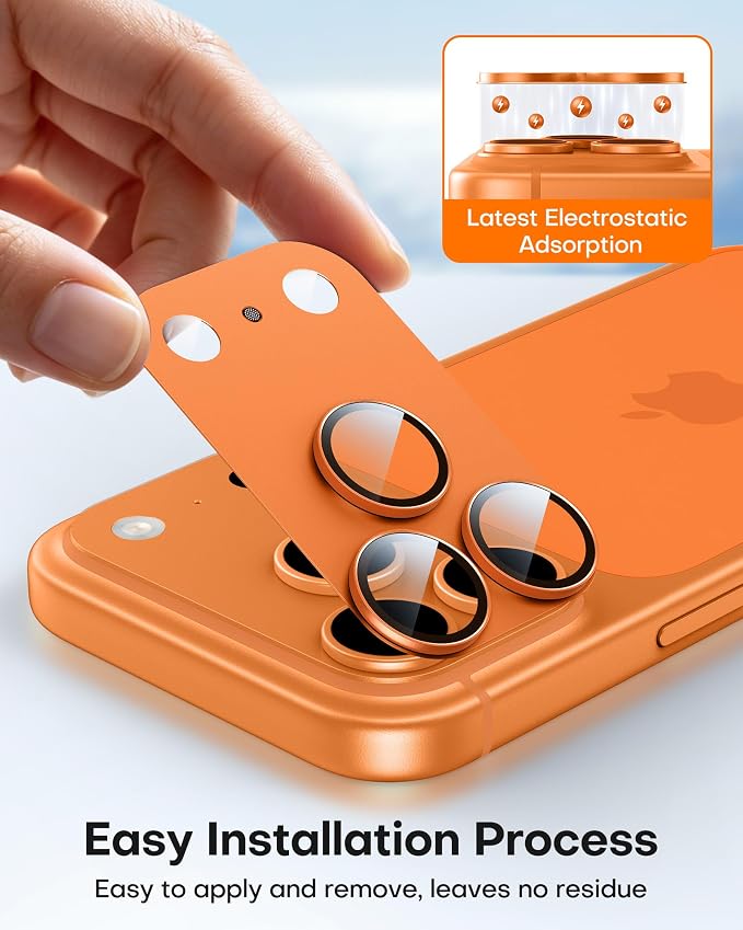 TAURI 2 Pack for iPhone 17 Pro Camera Lens Protector, Cosmic Orange | Full Coverage Military-Grade Shatterproof, Upgrade AR Anti-Reflection Ultra Clear Transmission & Case Friendly - Image 5