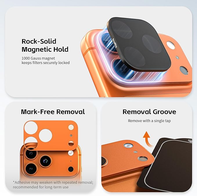 SmallRig Square ND & Black Mist Filter Kit for iPhone 17 Pro, Magnetic Lens Filters with Base Mount, Black Mist Diffusion 1/4 Filter/ND2/ND4/ ND8/ND16/ND32, 6 Pack, Blue- 6073 - Image 5