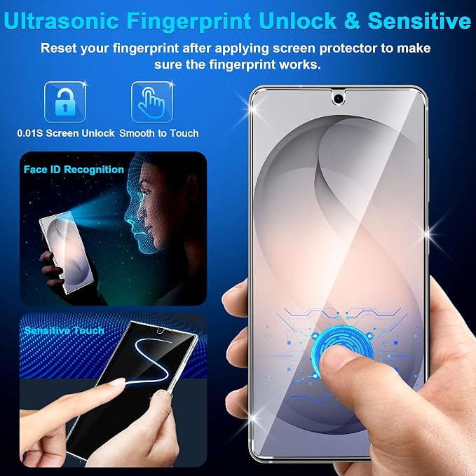 firtstnow 3 Pack for Samsung Galaxy S26 Ultra Screen Protector Tempered Glass + 3 Pack Camera Lens Protector, Military Grade Shatterproof, 9H Hardness, Fingerprint Unlock,Case Friendly 6.9 Inch - Image 7