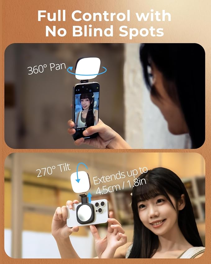SmallRig Magnetic Selfie Light for iPhone, Phone Light with a Mirror | Instant Attachment for MagSafe, for Selfies, Video Conference, Vibe P48 White - Image 4