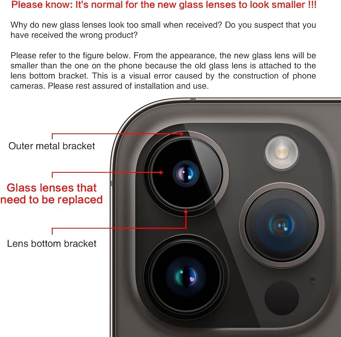 ASDAWN Back Camera Lens Glass Replacement for iPhone 13 Pro and 13 Pro Max, Rear Lens Glass Replacement kit with Pre-Installed Adhesive + Installation Manual + Repair Tool Kit - Image 7