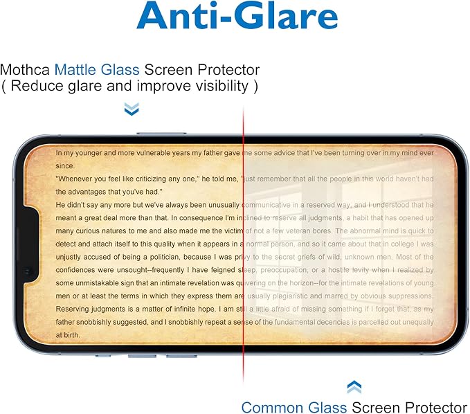 Mothca Matte Screen Protector + Camera Lens Protector for iPhone 13 Pro Max | Anti-Glare & Anti-Fingerprint Matte Tempered Glass, Smooth Touch for Gaming & Reading, 9H Hardness, Easy Installation Frame - Image 3