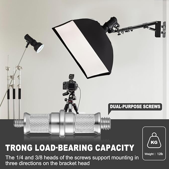 Ring Light Wall Mount Adjustable 45.7" Boom Arm Stand for Photography Lighting Studio, Camera Triangle Wall Mount, Sturdy Alloy Support for Salon, Tatto Light, Barber Shop, Strobe - Image 6