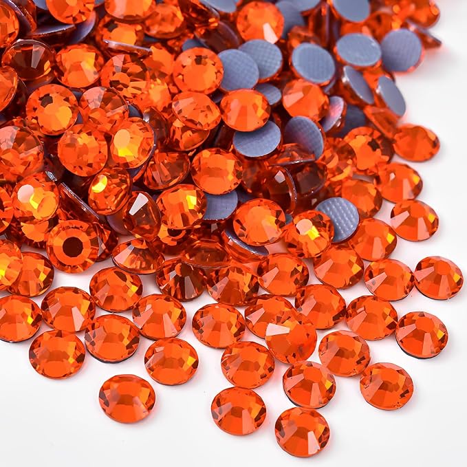 Jollin Hotfix Rhinestones Flatback Crystal Gems 7.2mm SS34, Orange Siam | 288pcs Hot Fix Crystals Glass Rhinestones for Bedazzling, Crafting, Clothes, Shoes & Accessories DIY Decoration by Jollin