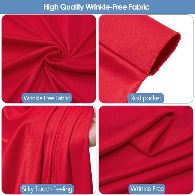 30x10ft Wrinkle Free Red Backdrop Curtain for Parties Soft Fabric Drapes Wedding Red Curtain Backdrop for Birthday Party Decorations Background for Photography 5x10ft, 6 Panels - Image 4