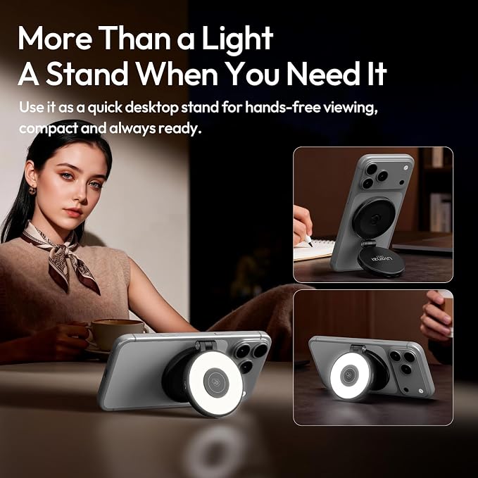 ULANZI LM21 Dual Sided Magnetic Selfie Ring Light for Phone with Magsafe | for iPhone/Android, 8000K CRI≥95, Touch Control, Extendable, Rechargeable, for Vlog,Video Call,TikTok,Video Call,Live Stream - Image 5