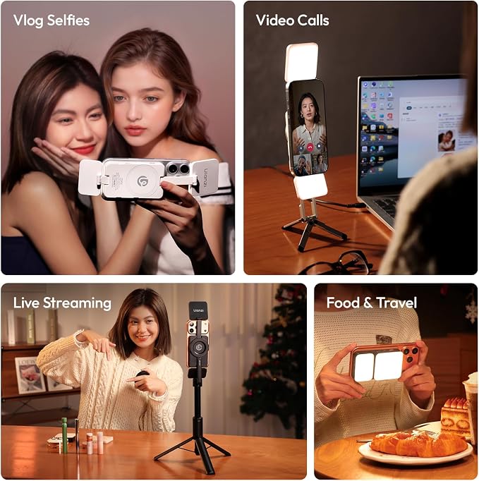 Ulanzi GL01 Magnetic Selfie Light for Phone, Dual BI- Color 2500K-6500K | Portable Video LED Light for iPhone 12- 17 Pro Model, Dimmable Rechargeable, for Portrait Selfie, Tiktok Vlog Live Broadcast - Image 9