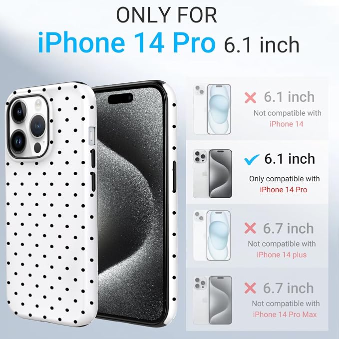 TPU Phone Case for iPhone 14 Pro, MagSafe Wireless Charging Compatible, Shockproof Slim Fit Protective Cover with Anti-Yellowing & Raised Camera Protection (Polka dot 8, iPhone 14 Pro) - Image 2
