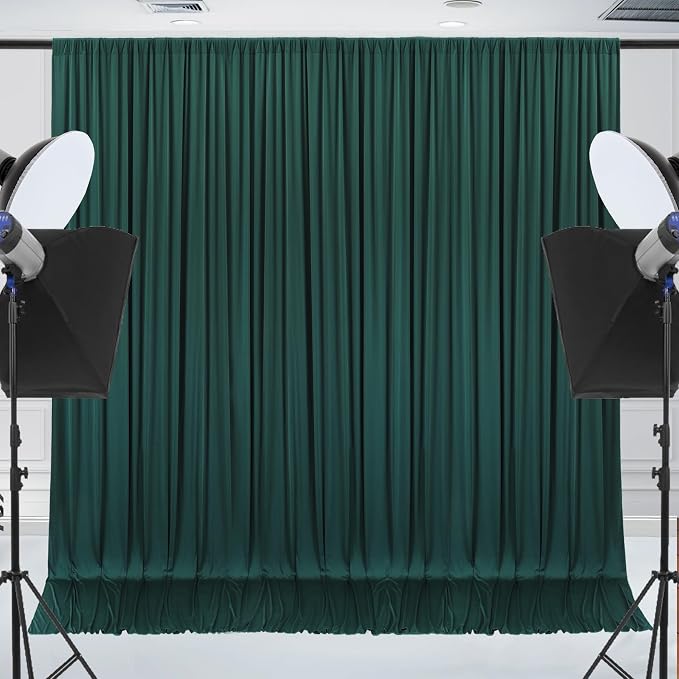 30x10ft Wrinkle Free Hunter Green Backdrop Curtain for Parties Soft Fabric Drapes Wedding Dark Green Curtain Backdrop for Birthday Party Decorations Background for Photography 5x10ft,6 Panels - Image 2