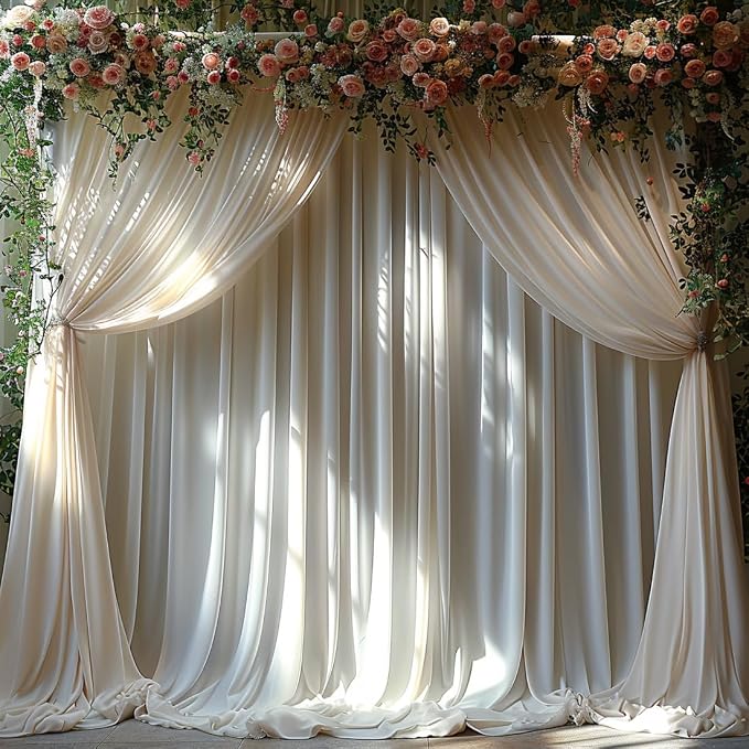 30x10ft Wrinkle Free Ivory Backdrop Curtain for Parties Soft Fabric Drapes Wedding Ivory Curtain Backdrop for Birthday Party Decorations Background for Photography 5x10ft,6 Panels - Image 8