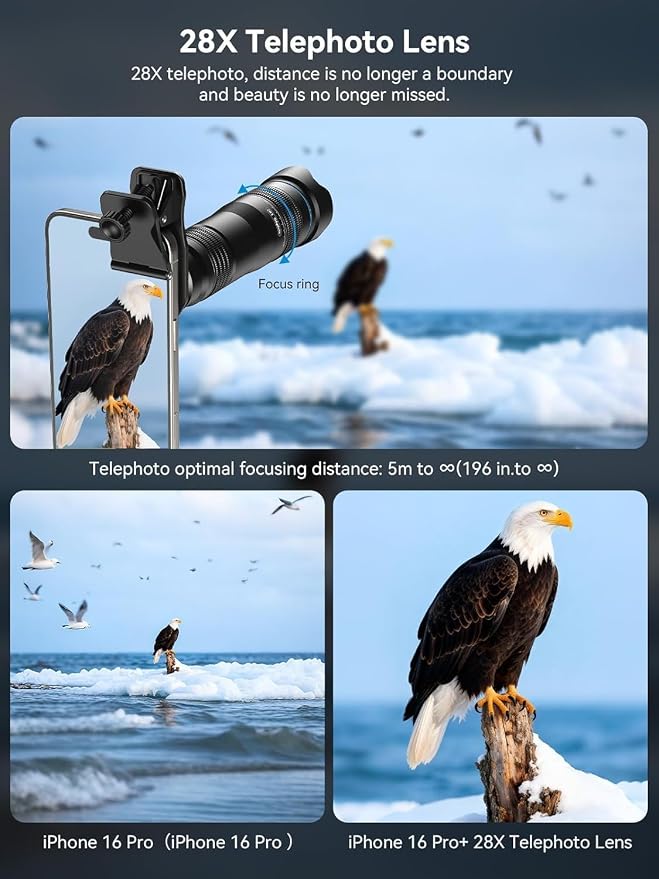 MIAO LAB 28X HD Telephoto Lens for iPhone/Samsung/Android | High Power Telephoto Camera Lens, Universal Smartphone Compatibility - Image 5