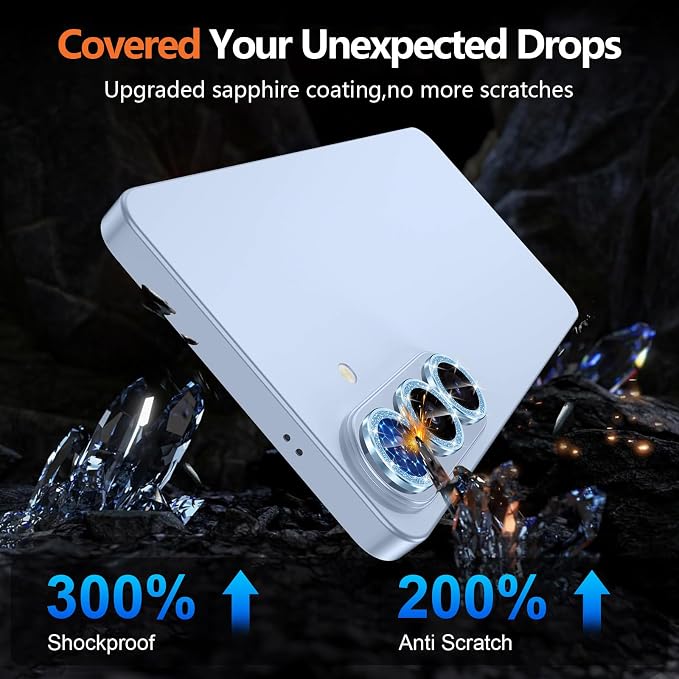 for Samsung Galaxy S26 Camera Lens Protector, Individual Metal Ring Tempered Glass Lens Cover, [Strong Adsorption] Scratch Resistant Ultra-Thin HD Clear Lens Cover, 1 Set-Blue Sparkly - Image 5