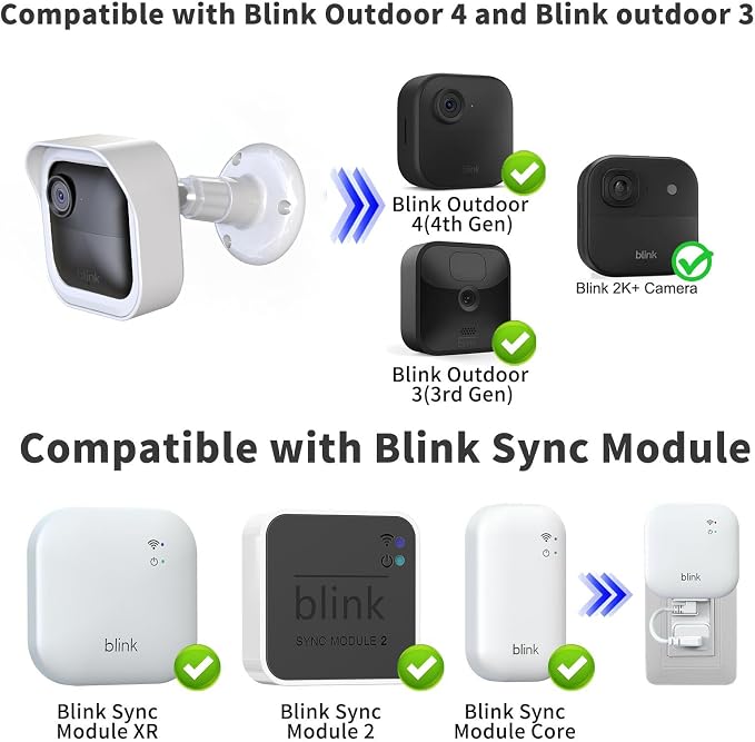 All-New Blink Outdoor Camera Housing and Mounting Bracket for Outdoor 4/2K+ | 3 Pack Protective Covers for Blink Outdoor Camera, 360°Adjustable Blink Wall Mount, Blink Sync Module Outlet Mount, White - Image 2
