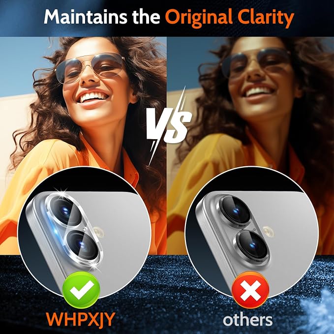 WHPXJY (3 Pack Camera Lens Protector Compatible for iPhone 16/16 Plus Tempered Glass, Maintains Original Clarity/Ultra HD Clear/Shatterproof/Anti-scratch/Case Friendly/Easy to Install - Image 3