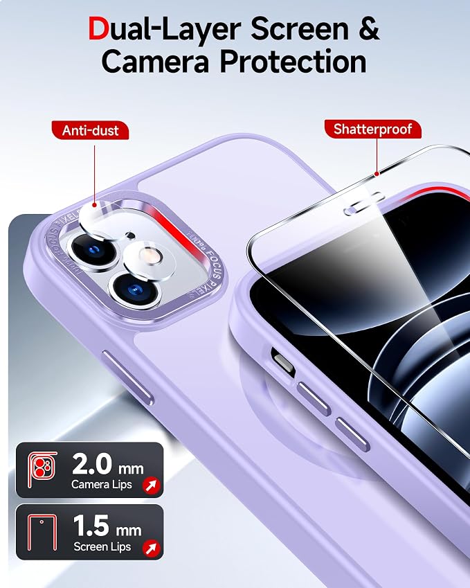 LeYi for iPhone-11 Phone Case Purple Compatible with MagSafe Magnetic[ Screen Protector X2 + Camera CoverX2]Funda Para ipone 11case Military Grade Protective Cases i Phone 11 iphone11,Lavender Purple - Image 5