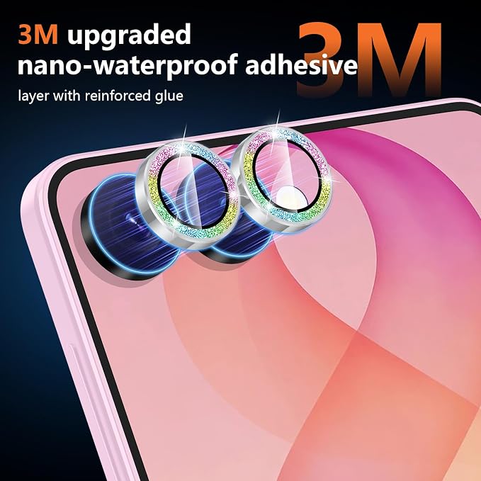 for Samsung Galaxy Z Flip 8 Camera Lens Protector, Individual Metal Ring Tempered Glass Lens Cover, [Strong Adsorption] Scratch Resistant Ultra-Thin HD Clear Lens Cover, 1 Set-Colorful Sparkly - Image 4
