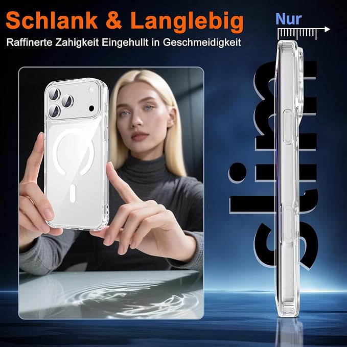for iPhone 17 Pro Case Clear with Privacy Screen Protector | Magnetic, Compatible with MagSafe, Slim Shockproof Phone Case for 17 Pro Cover, Transparent - Image 6