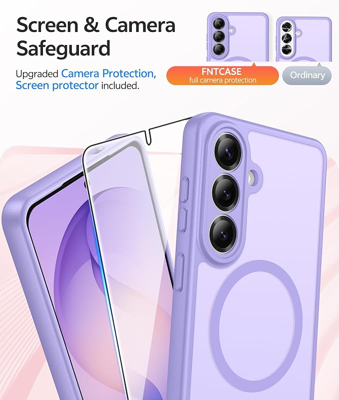 FNTCASE for Samsung Galaxy S26 Case, Fit for Magsafe, with Screen Protector | Full Camera Protection, Translucent Matte, 14FT Military Grade Drop Proof, Shockproof Protective Phone Cover, Light Purple - Image 4