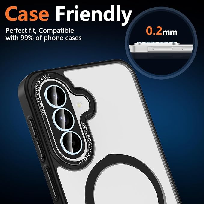 for Samsung Galaxy A37/A57 Camera Lens Protector, Individual Metal Ring Tempered Glass Lens Cover, [Strong Adsorption] Scratch Resistant Ultra-Thin HD Clear Lens Cover, 1 Set-Blue Ring - Image 8