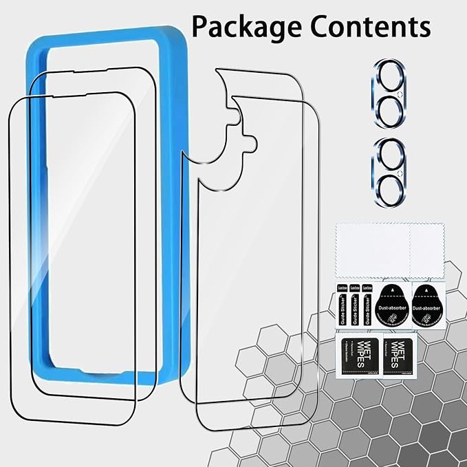 Front and Back Protector for iPhone 16 + Camera Lens Protector | (2+2+2) 9H Hardness, Easy to Install with Alignment Tool,Case Friendly - Image 6