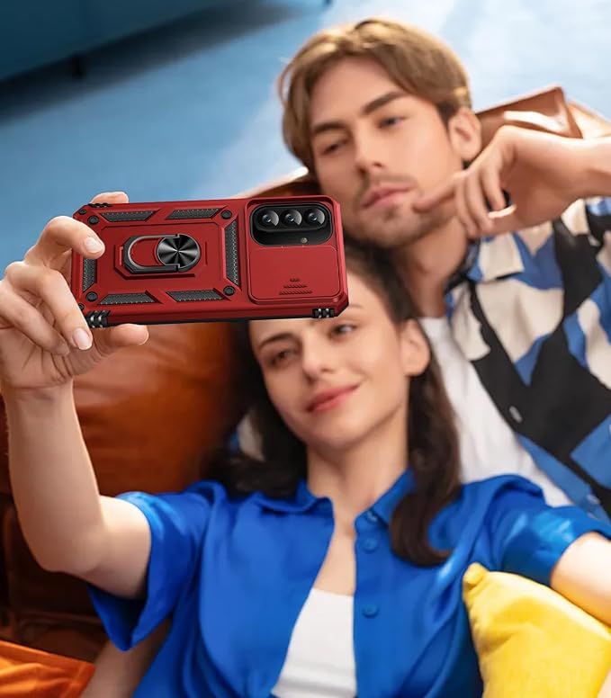 Taisairu for Samsung Galaxy A37 Case/A36 Case with Screen Protector & Slide Camera Lens Cover, Built-in Ring Stand Shockproof Protective Case for Samsung A37 5G Case/Samsung A36 5G Case (Red) - Image 8