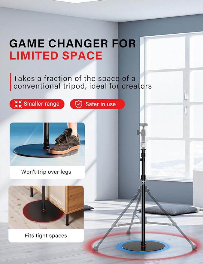 IFOOTAGE A400 Round Base Monopod Light Stand 79" Aluminum | Tripod Camera Floor Stand with 1/4" & 3/8" Screw Light Adapter for Camera Light Webcam Backdrop, Payload 22lb - Image 3