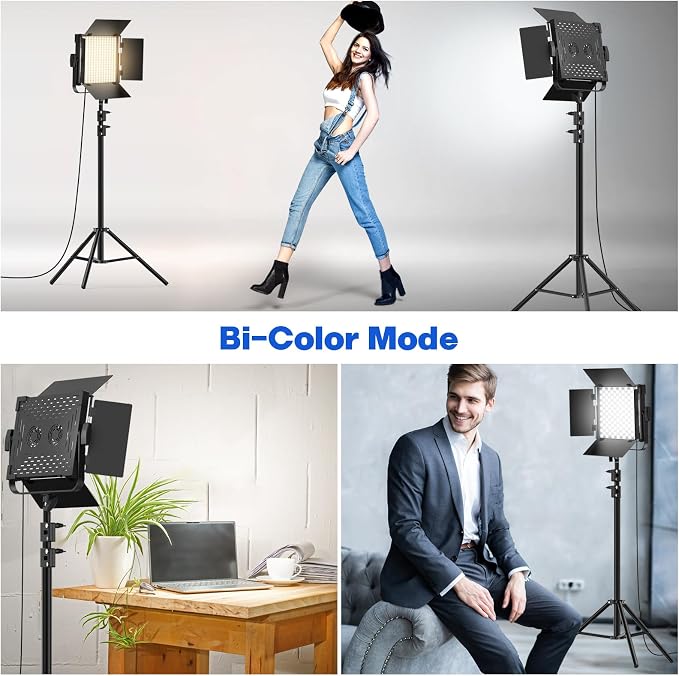 Photography Video Lighting Kit, Upgraded Bi-Color LED Video Studio Lights with Dimmable 2500k~8500k and 79" Light Stand for Camera Photo Recording Filming Stage Shooting Streaming YouTube TikTok - Image 9