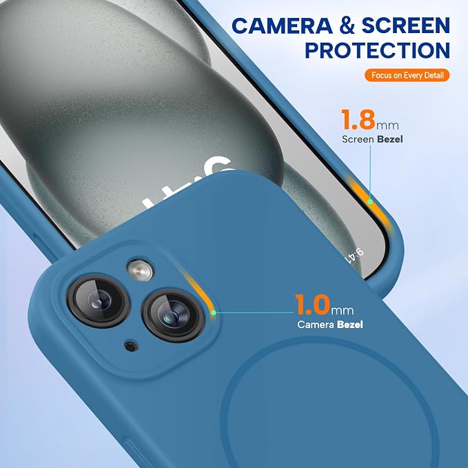 miracase Compatible with iPhone 15 Case, [Soft Anti-Scratch Microfiber Lining], Liquid Silicone Case Gel Rubber Shockproof Drop Protection Phone Case for iPhone 15, Capri Blue - Image 2