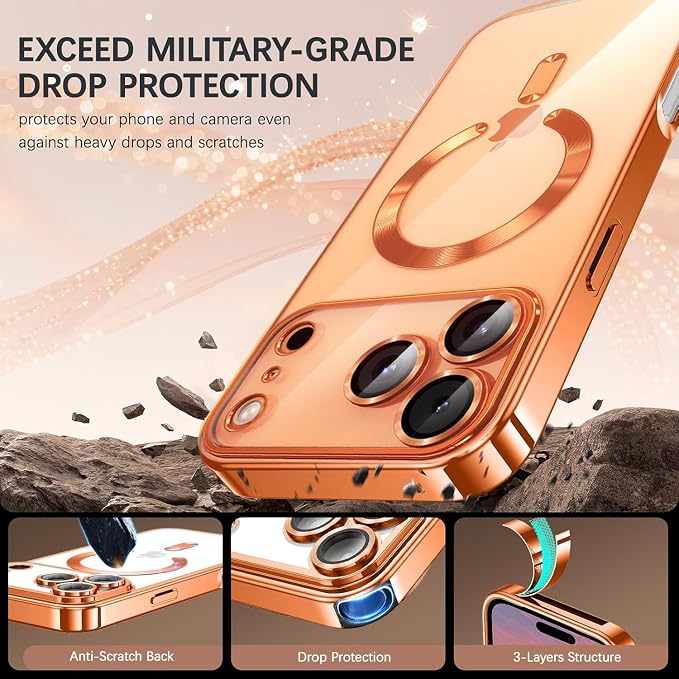 Magnetic Glossy Case for iPhone 17 Pro Max,iPhone 17 ProMax Phone Case Slim Clear Luxury with Screen Protector & Camera Protector [Compatible with MagSafe], Shockproof Cover for iPhone 17 Max-Black - Image 2