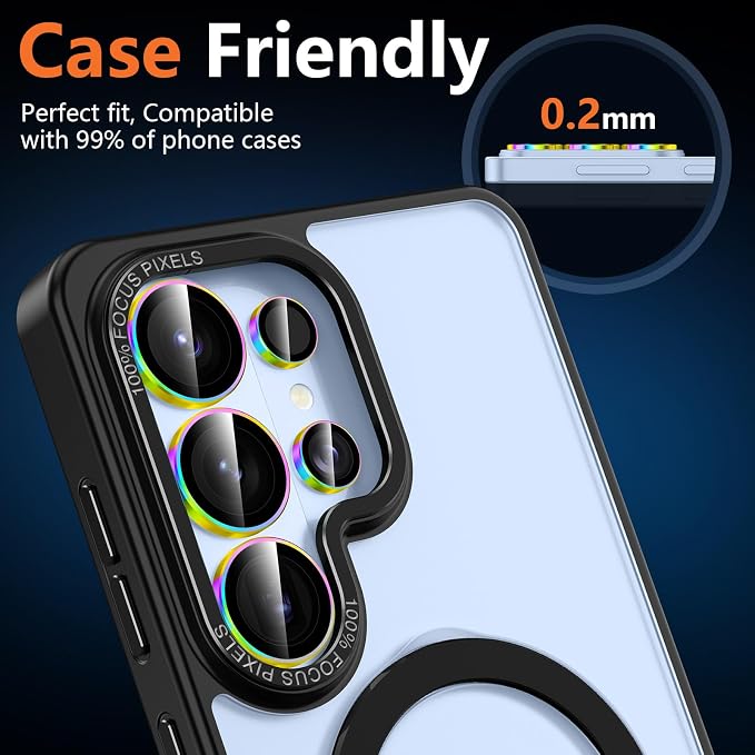 for Samsung Galaxy S26 Ultra Camera Lens Protector, Individual Metal Ring Tempered Glass Lens Cover, [Strong Adsorption] Scratch Resistant Ultra-Thin HD Clear Lens Cover, 1 Set-Colorful Ring - Image 6