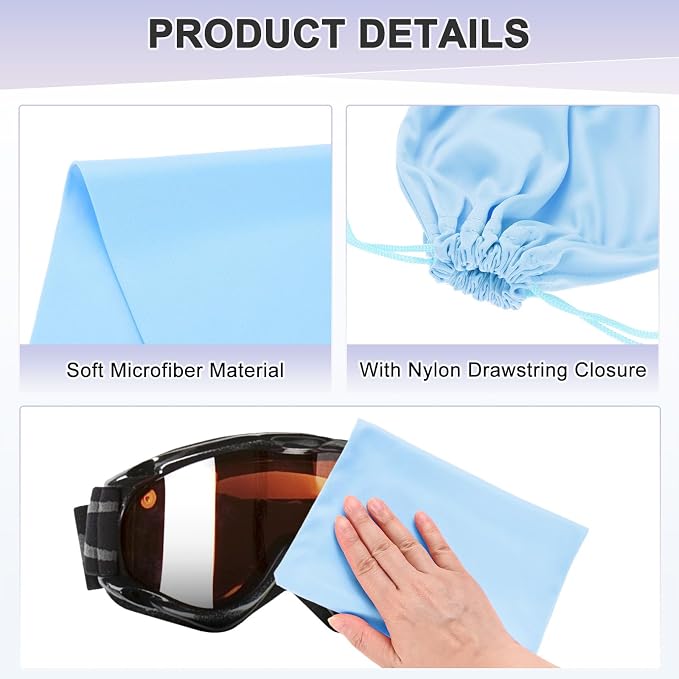 M METERXITY Ski Goggle Bag, Soft Microfiber Pouch Protective Storage Bags Case with Drawstring for Snow Goggles/Camera Lenses - Image 2