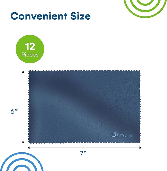 Care Touch Eyeglass Cleaning Cloth - 12 Pack of Microfiber Cleaning Cloth for Glasses, Lenses, Phones and Screens - Large, Lint-Free, Reusable and Scratch-Free - 6 x 7 Inches - Navy - Image 3