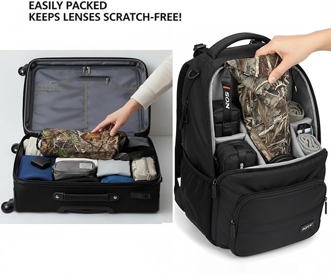 Rolanpro Waterproof Soft Camera Lens Pouch Case Bag for Nikon 180-600mm/600mm F6.3, for Sony 200-600mm,Camera Lens Carry Bag for Canon RF 200-800 F6.3,for Sigma 60-600(Black) - Image 4