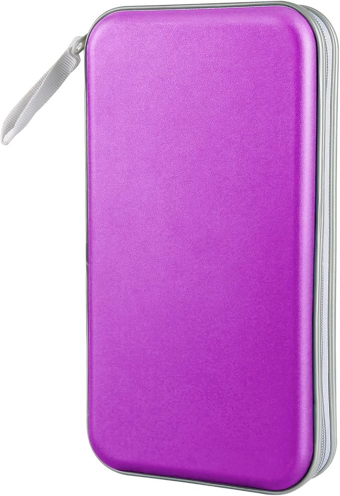 Siveit CD/DVD Case Holder, 80 Capacity Hard Plastic Disc Cases Storage Binder for Car, Home, Office, Travel (Purple) by Siveit
