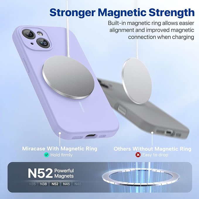 miracase Compatible with iPhone 15 Case, [Soft Anti-Scratch Microfiber Lining], Liquid Silicone Case Gel Rubber Shockproof Drop Protection Phone Case for iPhone 15, Light Purple - Image 4