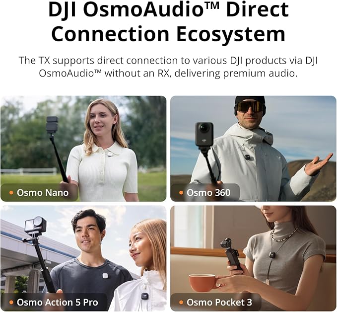 DJI Mic 2 (1 TX + 1 RX), Wireless Mic with Intelligent Noise Cancelling | 32-bit Float Internal Recording, Optimized Sound, 250m (820 ft.) Range, Microphone for iphone, Android, Camera, Vlogs - Image 7