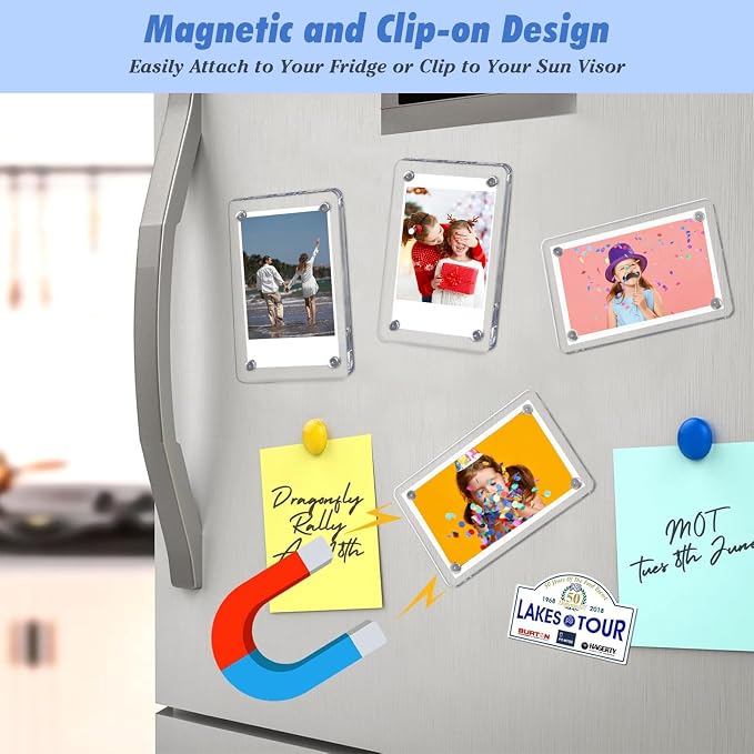 1797 Car Visor Clip Photo Holders 2 Pack, Cute Personalized Gifts for Her Him Mom Dad Wife Husband Girlfriend Boyfriend, Magnetic Picture Frame fit Polaroid & Wallet Photos 3.5 x 2.4 inch - Image 6