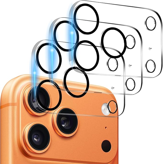 Dengduoduo 3 Pack Camera Lens Protector for iPhone 17 Pro Max, Tempered Glass, Ultra HD, 9H Hardness, Anti-Scratch, Case Friendly, Easy to Install [No Affect on Night Shots] by Dengduoduo