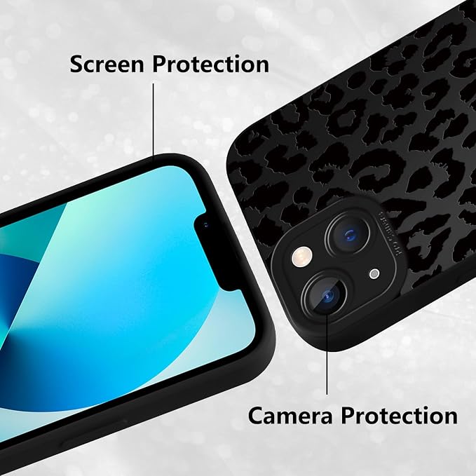 Cute Black Cheetah Print Phone Case for iPhone 13 6.1" | Aesthetic Leopard Pattern Design Cover Full Camera Lens Protective Shockproof Soft Slim TPU Funda for Men Women Girls - Image 5
