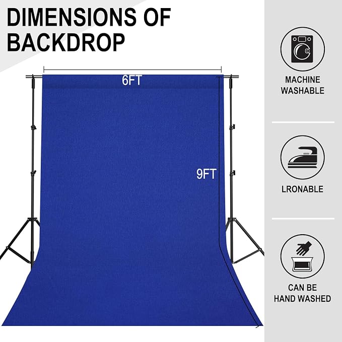 GFCC 6FTx9FT Royal Blue Backdrop Background for Photography Photoshoot | Non-Reflective, Polyester Curtain, Easy Hang, Multipurpose Screen for Studio Photo Booth, Video Recording, Portrait, Party - Image 4
