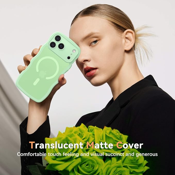 BENTOBEN Magnetic for iPhone 17 Pro Max Case, Cute Wavy [Full Camera Protection][Compatible with MagSafe] Matte Anti-Slip Bumper Women Men Boys Protective Cover for 17 ProMax 6.9",Matcha Green - Image 7