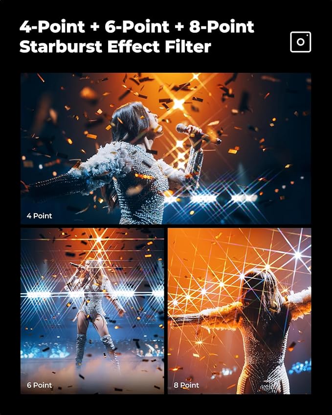 K&F CONCEPT 67mm Star Filters Kit 3pcs 4+6+8 Points Starburst Filters Set | 18 Layer Coating Ultra Slim Optical Glass Camera Lens Filter with 3 Cleaning Cloth Nano-K Series FS306 - Image 5
