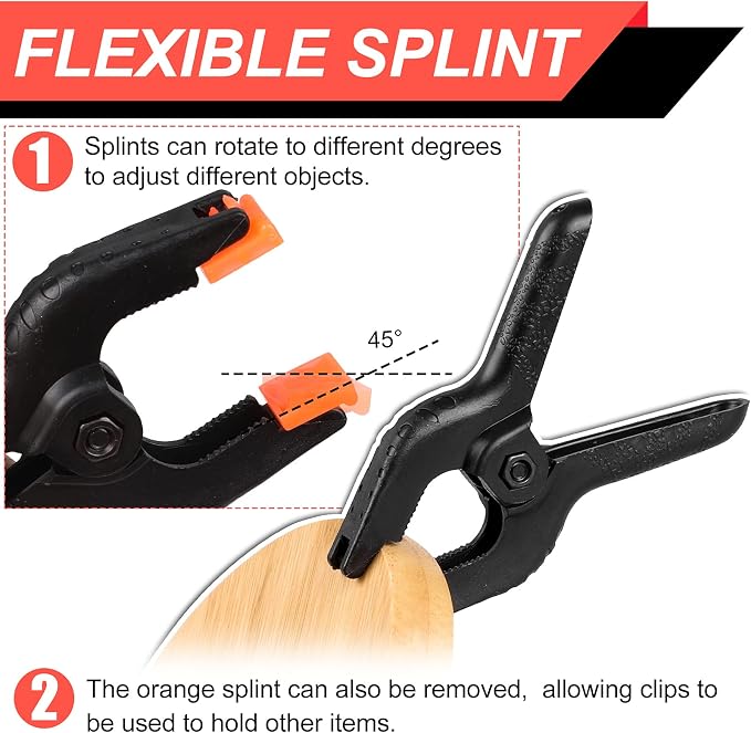 12 Pack Plastic Spring Clamps, 3.5inch Small Heavy Duty Clips for Crafts, Backdrop Stand, Woodworking, Photography Studios (Black) - Image 4