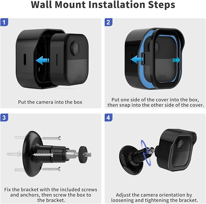 Blink Outdoor Camera Mount, Sync Module Mount for Blink Module, 1 Pack | 360°Adjustable Blink Outdoor Wall Mount, Weatherproof Protective Cover for Blink Outdoor 4/2K Camera, Snap-on install, Black - Image 8