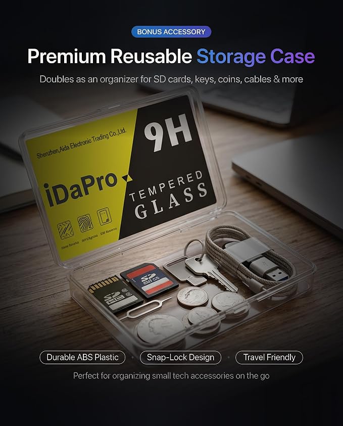 iDaPro Screen Protector for Kodak PIXPRO WPZ2, 9H Tempered Glass | 3-Pack + Hand Lanyard + ABS Box. 9H Hardness, Anti-Scratch, Anti-Bubble, HD Clarity, Anti-Fingerprint, Anti-Glare - Image 3
