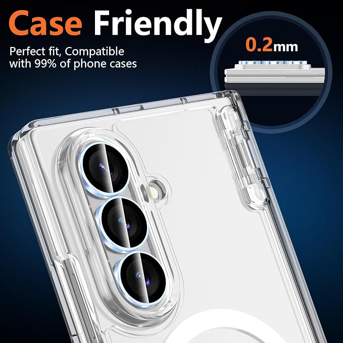 for Samsung Galaxy Z Fold 8 Ultra Camera Lens Protector, Individual Metal Ring Tempered Glass Lens Cover, [Strong Adsorption] Scratch Resistant Ultra-Thin HD Clear Lens Cover, 1 Set-Blue Ring - Image 6
