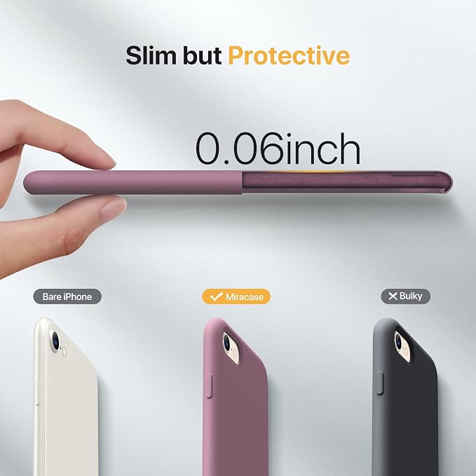 Miracase Silicone for iPhone SE 2022/SE 2020/7/8 Case,Blackcurrant | Ultra Slim Cover with Screen Protector, Soft Microfiber Lining, Multi-Color Premium Silicone Shockproof Phone Case - Image 3