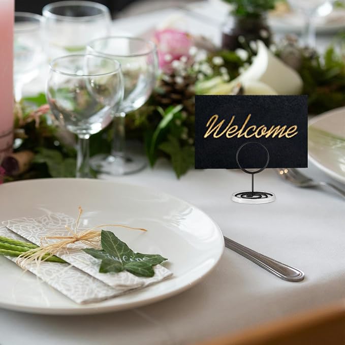 30Pcs Table Number Holders with Base, Place Card Holders, Wire Picture Holders, Small Table Card Holders, Photo Holders for Centerpieces, Wedding Reception, Party, Birthday (Gold) (Black, Normal) - Image 8